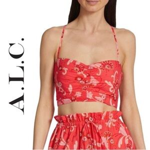A.L.C. Arit Floral Sweetheart Crop Top in Calla Size 4